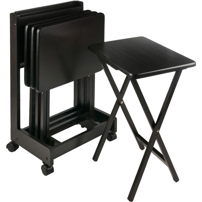 Winsome Brienda 5-Piece Solid Wood Flip Top Snack Table Set in Coffee