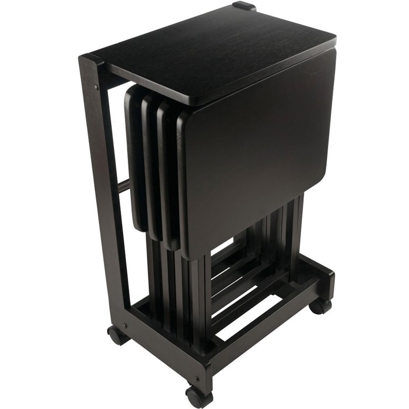 Winsome Brienda 5-Piece Solid Wood Flip Top Snack Table Set in Coffee