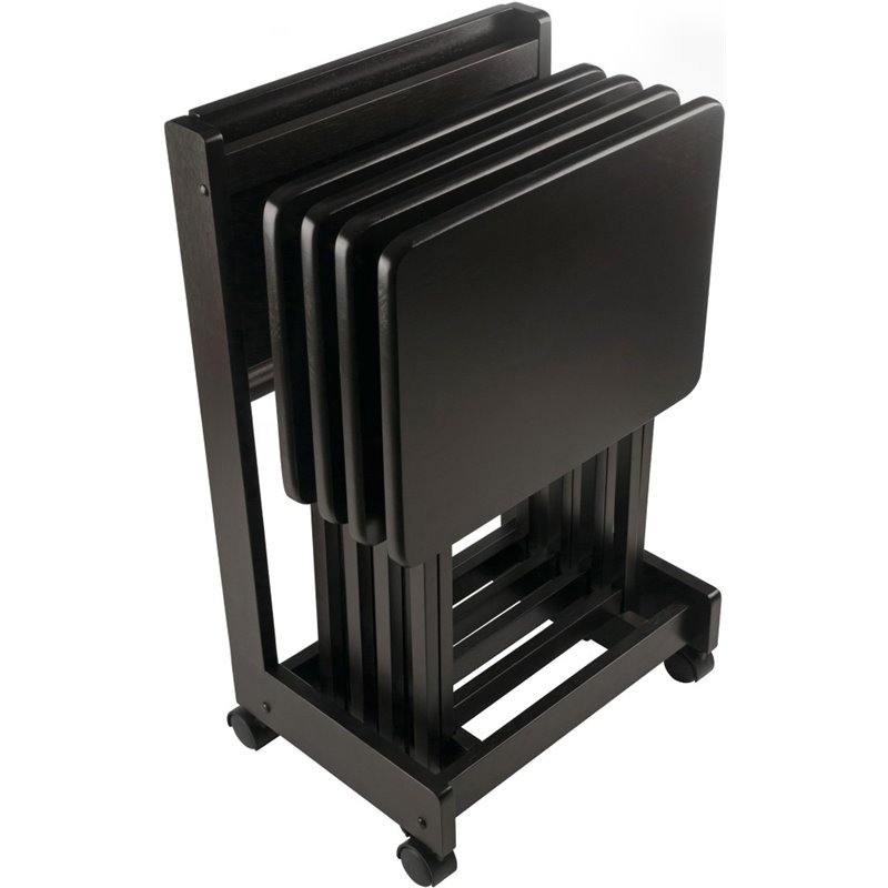 Winsome Brienda 5-Piece Solid Wood Flip Top Snack Table Set in Coffee