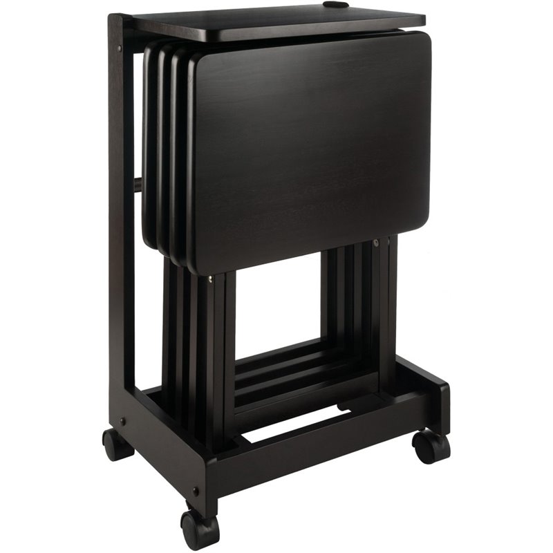 Winsome Brienda 5-Piece Solid Wood Flip Top Snack Table Set in Coffee