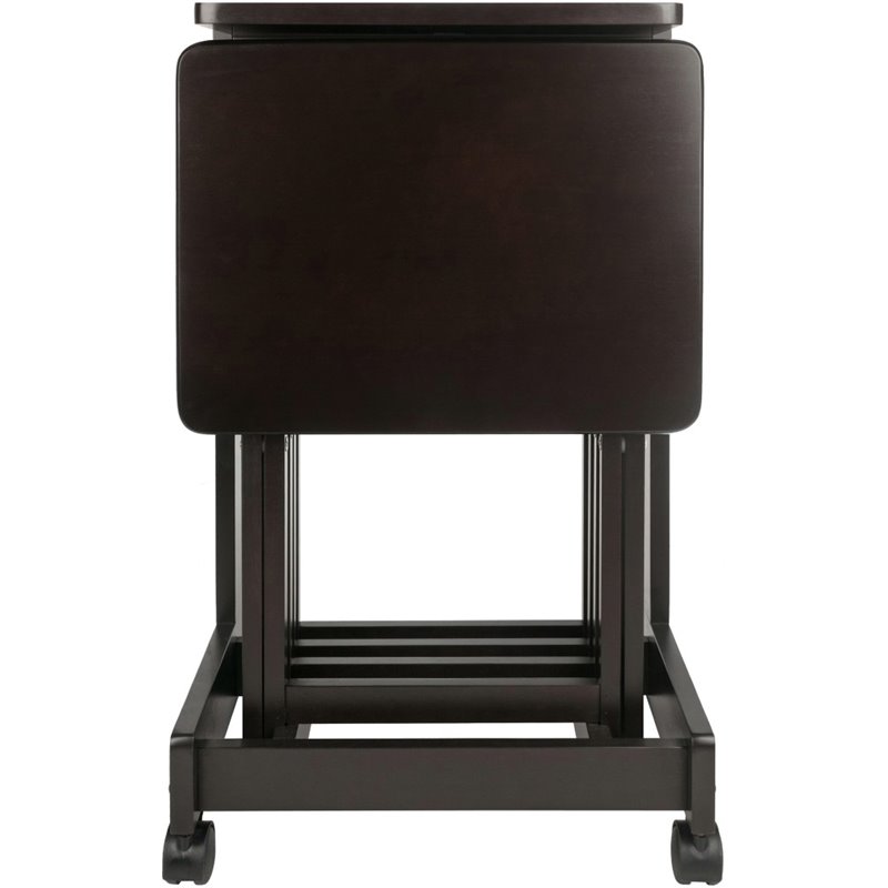 Winsome Brienda 5-Piece Solid Wood Flip Top Snack Table Set in Coffee