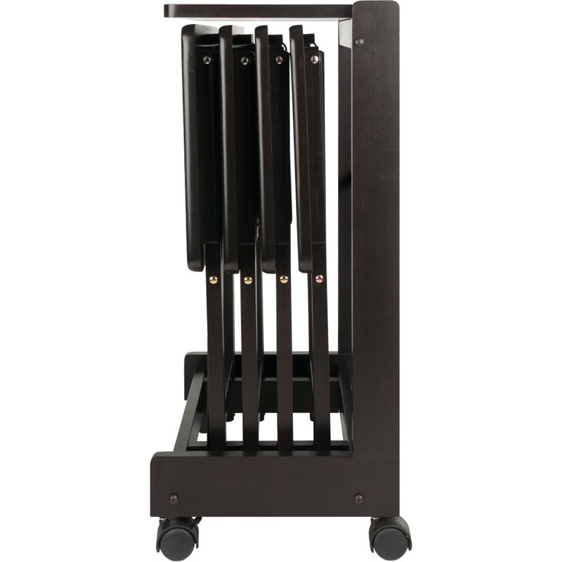 Winsome Brienda 5-Piece Solid Wood Flip Top Snack Table Set in Coffee