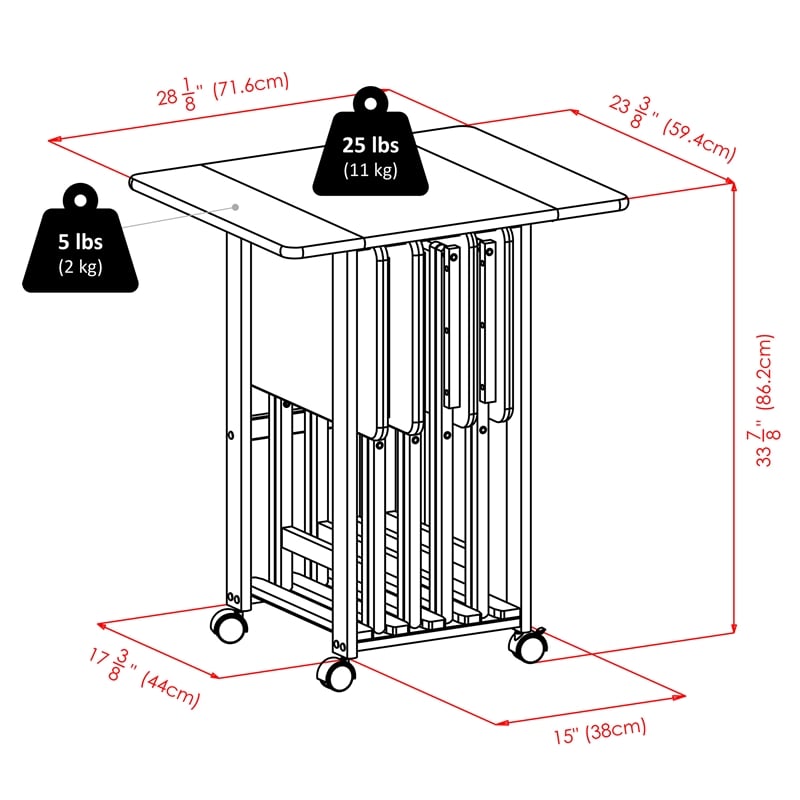 Winsome Sophia 5-Piece Transitional Solid Wood Snack Tray Set in Coffee