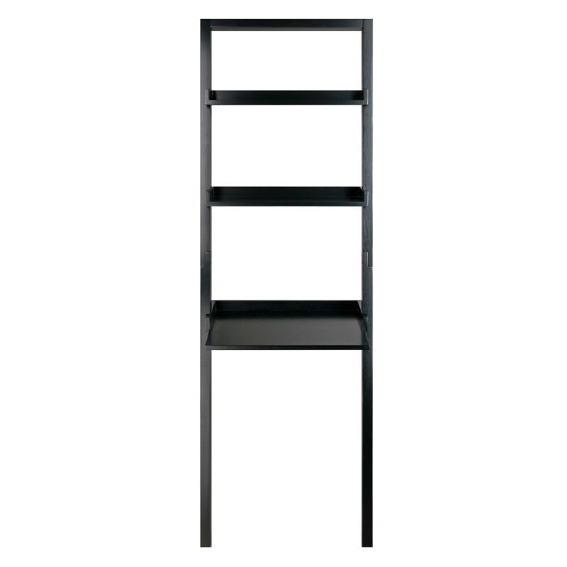 Winsome Bellamy 2-Shelf Transitional Solid Wood Leaning Desk in Black