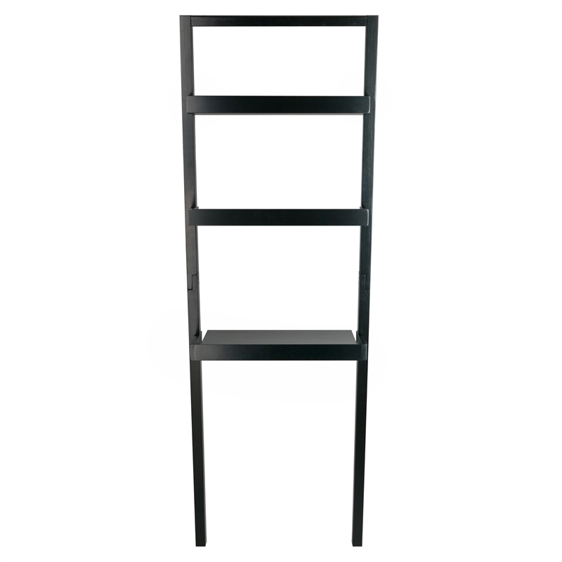 Winsome Bellamy 2-Shelf Transitional Solid Wood Leaning Desk in Black
