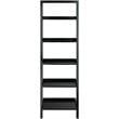 Winsome Bellamy 5 Shelf Transitional Solid Wood Leaning Bookcase in Black