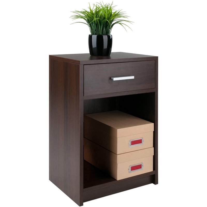 Winsome Rennick 1 Drawer Transitional Wooden Side Table in Cocoa