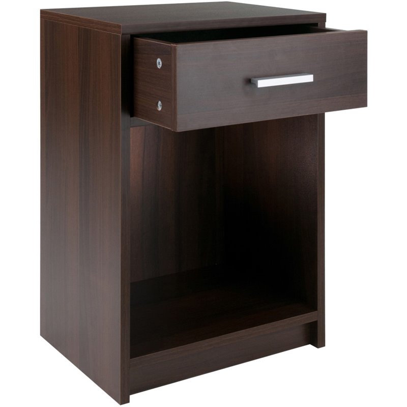 Winsome Rennick 1 Drawer Transitional Wooden Side Table in Cocoa