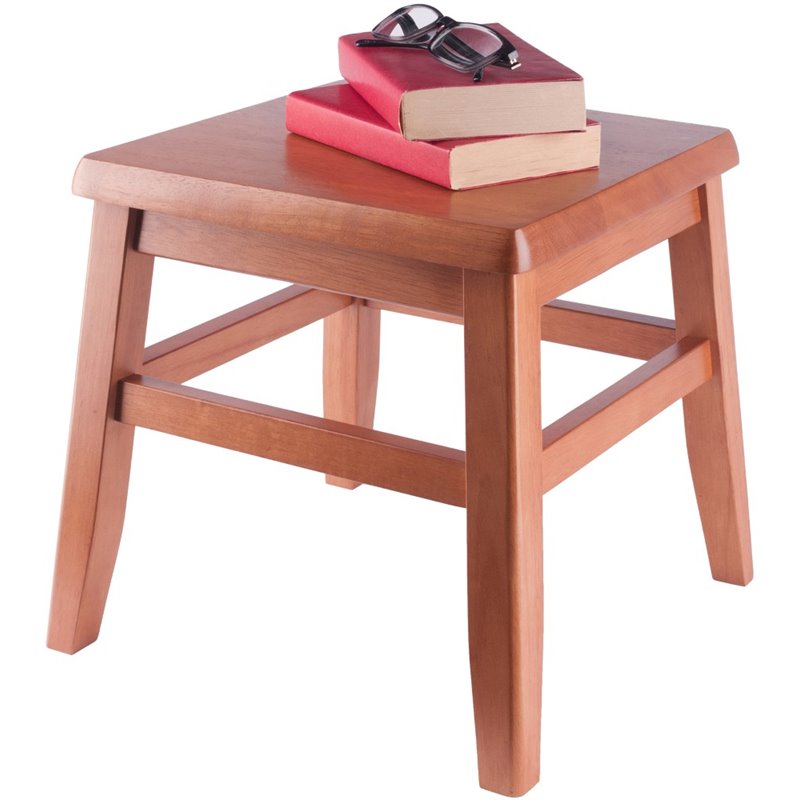 Winsome Kaya Transitional Solid Wood Conductor Stool in Teak (Set of 2)
