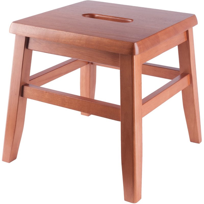 Winsome Kaya Transitional Solid Wood Conductor Stool in Teak (Set of 2)