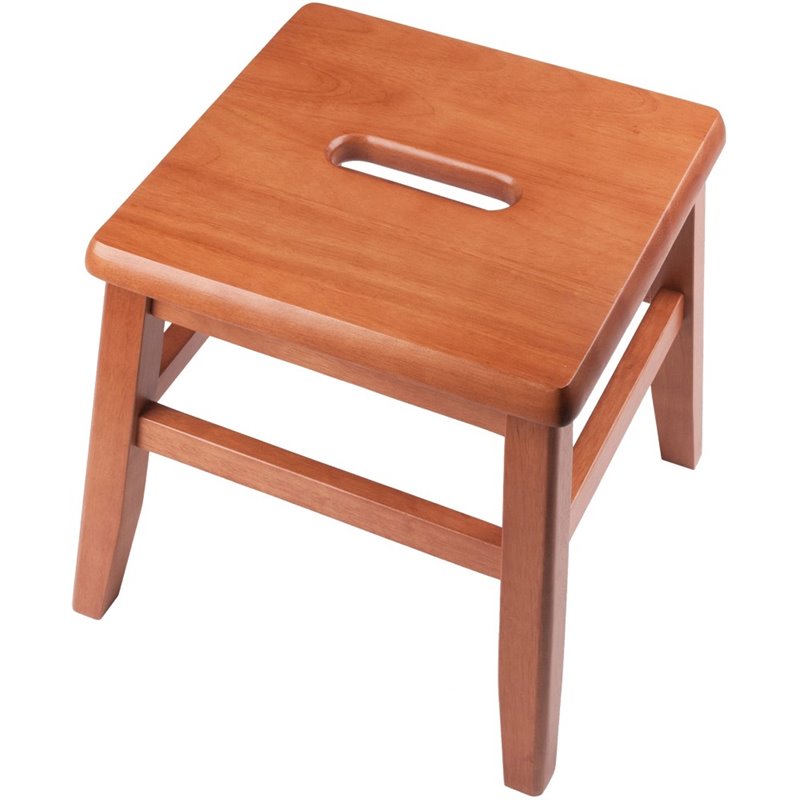 Winsome Kaya Transitional Solid Wood Conductor Stool in Teak (Set of 2)