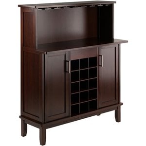 winsome beynac transitional solid wood home wine bar in cappuccino
