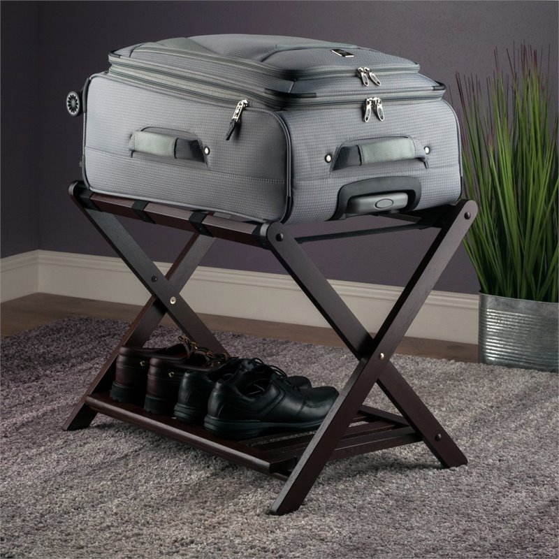 Foldable Tray Stand Solid Wood Luggage Rack - Luggage Rack And Wooden Rack