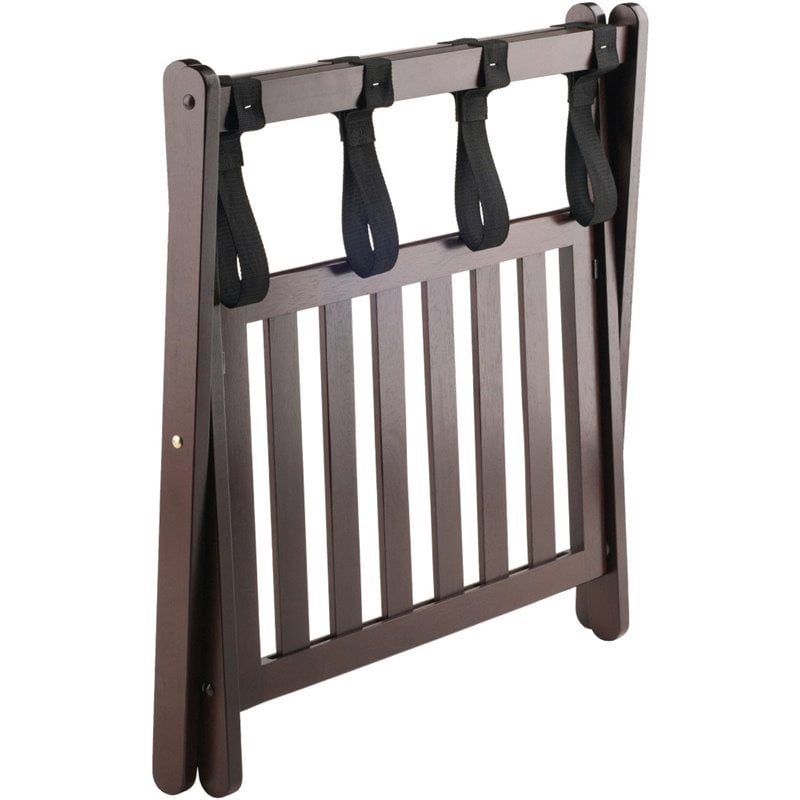 Winsome Remy Transitional Solid Wood Luggage Rack with Shelf in Cappuccino