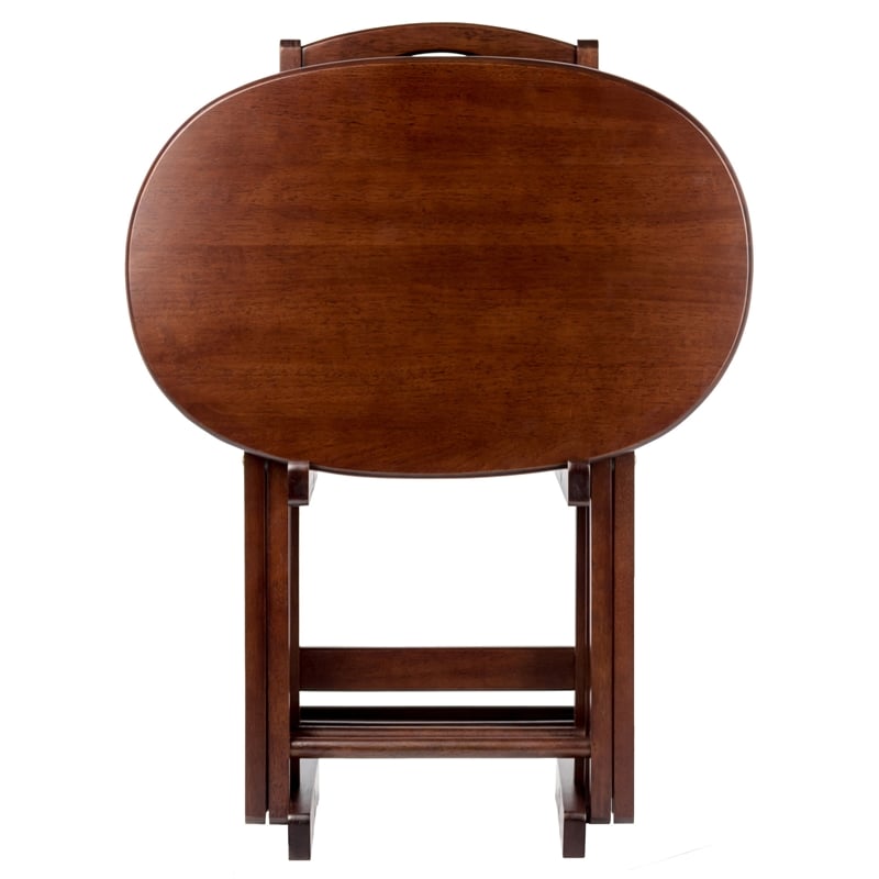 Winsome Nathan 5-Piece Transitional Solid Wood Snack Table Set in Cappuccino