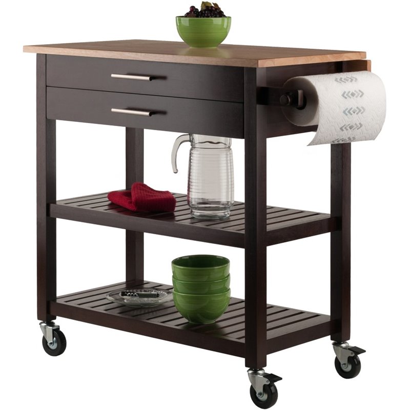 Winsome Langdon Transitional Solid Wood Kitchen Cart In Cappuccino   2005317 11 L 