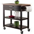 Winsome Langdon Transitional Solid Wood Kitchen Cart in Cappuccino