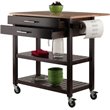 Winsome Langdon Transitional Solid Wood Kitchen Cart in Cappuccino