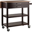 Winsome Langdon Transitional Solid Wood Kitchen Cart in Cappuccino