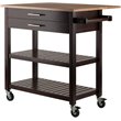 Winsome Langdon Transitional Solid Wood Kitchen Cart in Cappuccino