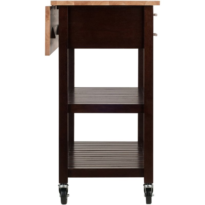 Winsome Langdon Transitional Solid Wood Kitchen Cart in Cappuccino