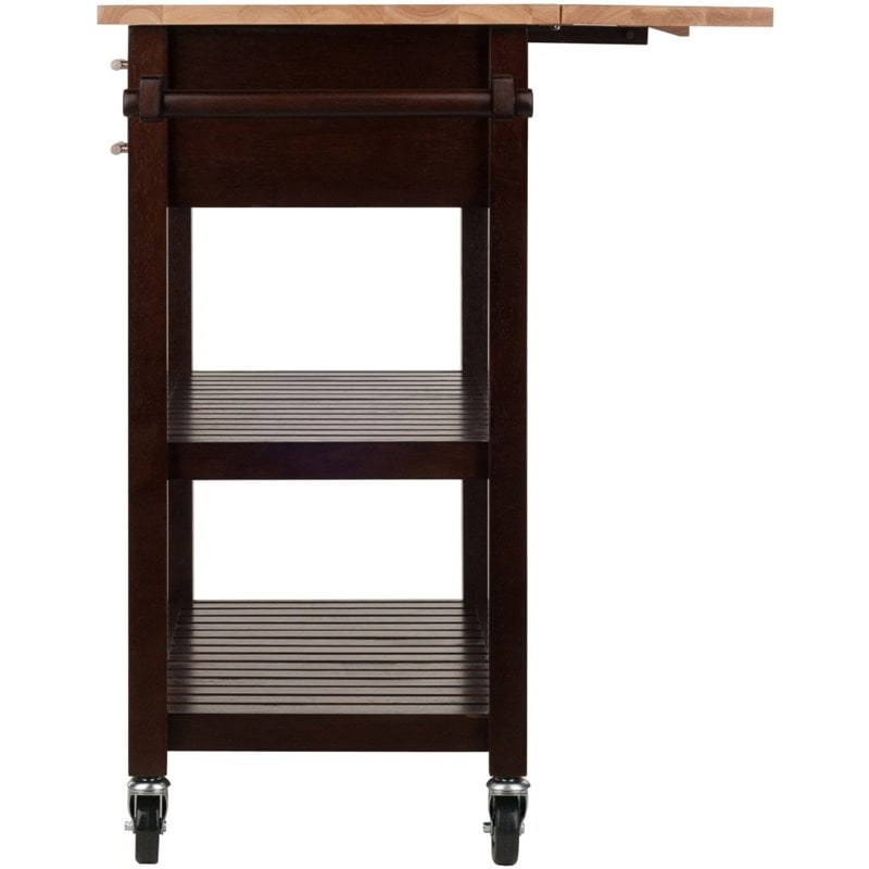 Winsome Langdon Transitional Solid Wood Kitchen Cart in Cappuccino