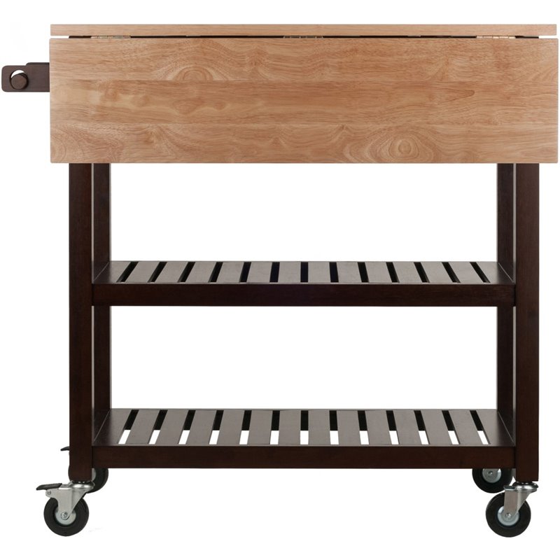 Winsome Langdon Transitional Solid Wood Kitchen Cart in Cappuccino