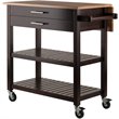 Winsome Langdon Transitional Solid Wood Kitchen Cart in Cappuccino