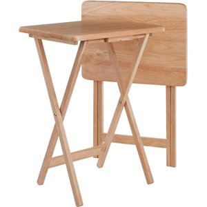 winsome alex transitional solid wood snack table in natural (set of 2)