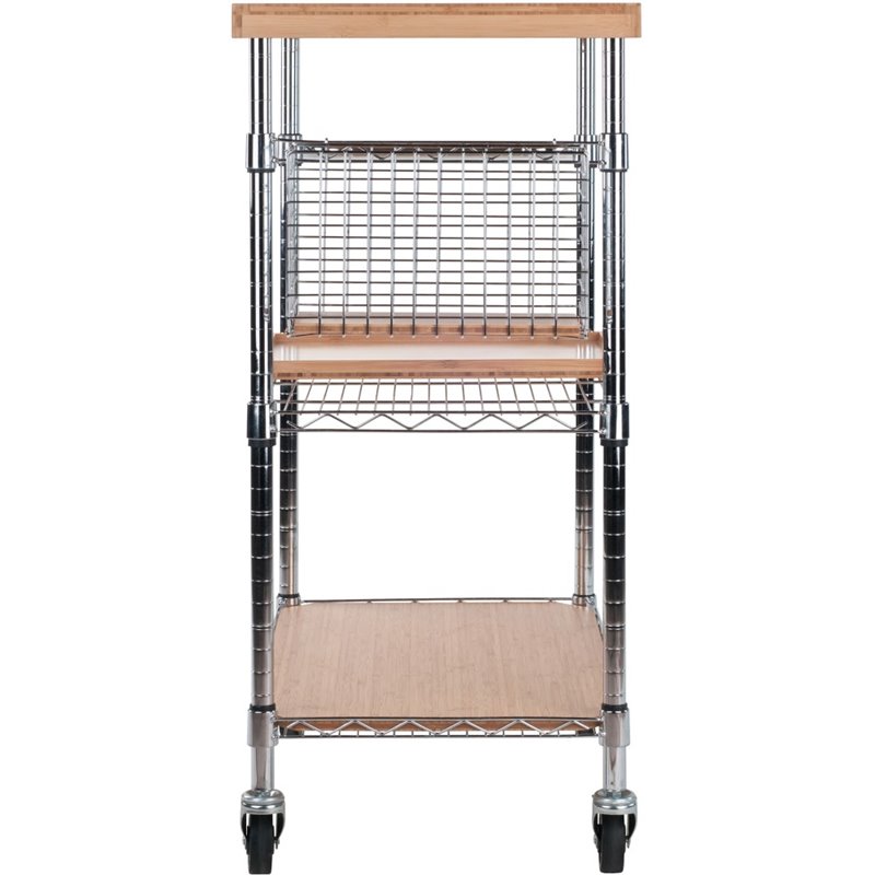 Winsome Madera Bamboo Top Transitional Metal Kitchen Cart in Natural