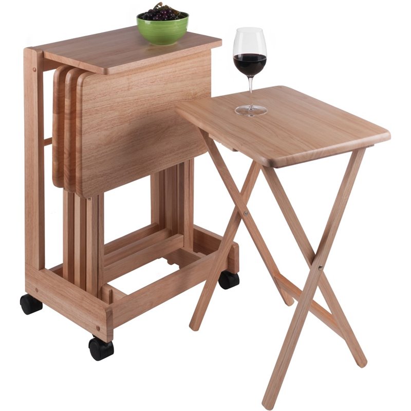 Winsome Brienda 5 Piece Flip Top Solid Wood Snack Table Set in