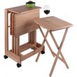 Winsome Brienda 5-Piece Flip Top Solid Wood Snack Table Set in Natural