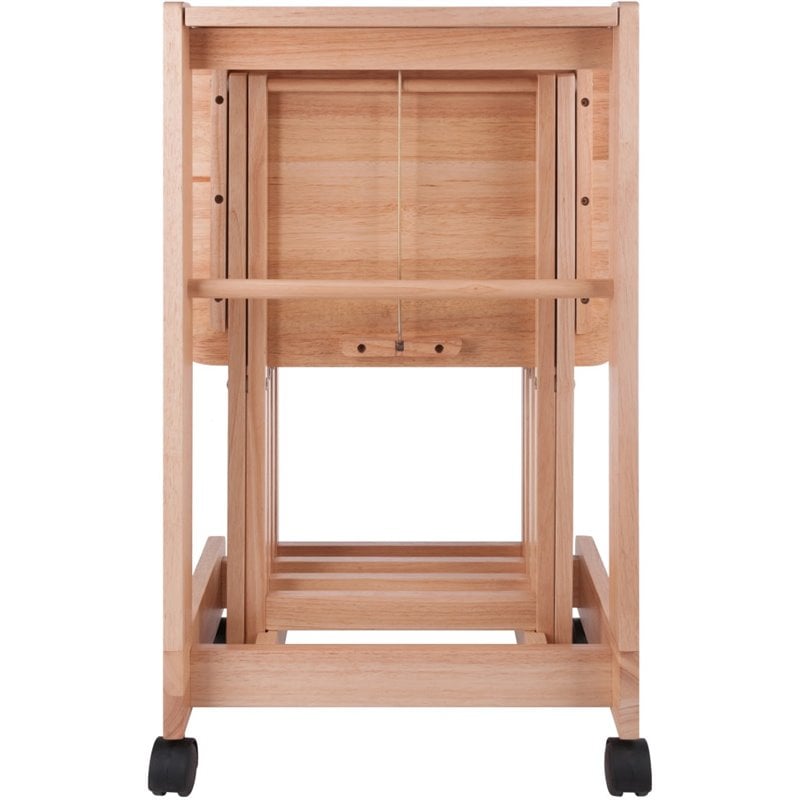 Winsome Brienda 5-Piece Flip Top Solid Wood Snack Table Set in Natural