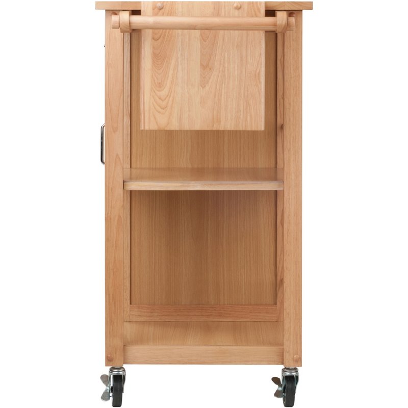 Winsome Douglas Swing Door Transitional Solid Wood Kitchen Cart in Natural