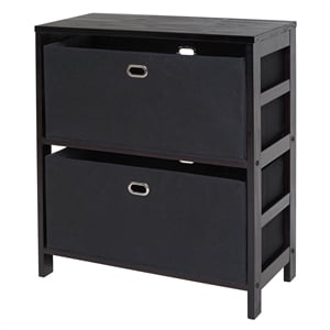 winsome torino solid wood basket bookcase in espresso and black