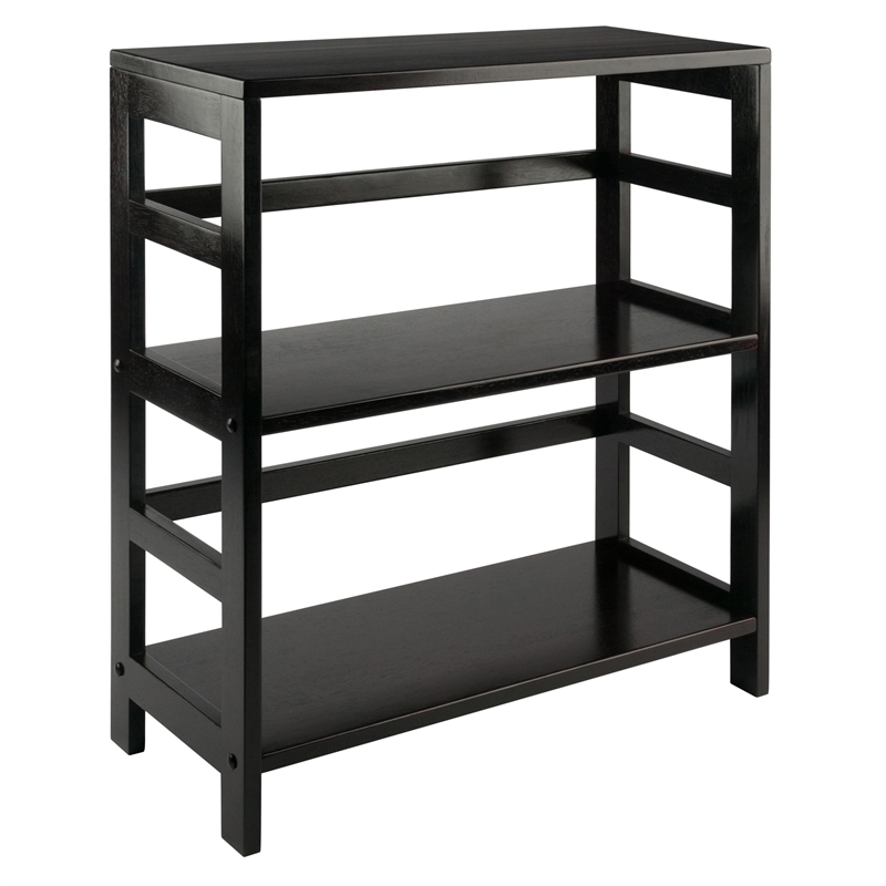 Winsome Torino 2 Shelf Solid Wood Basket Bookcase in Espresso and Black
