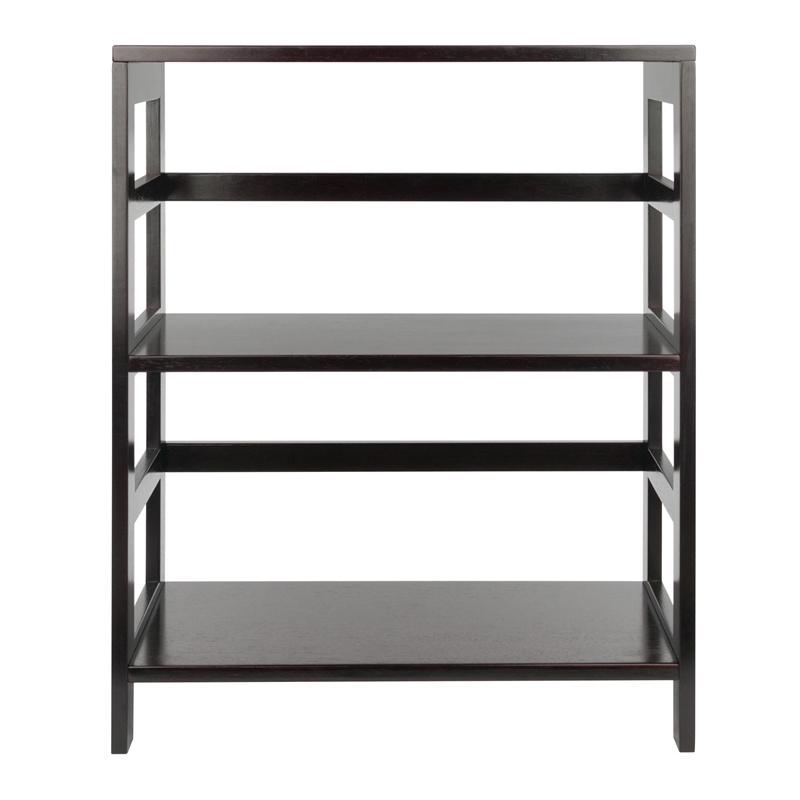 Winsome Torino 2 Shelf Solid Wood Basket Bookcase in Espresso and Black