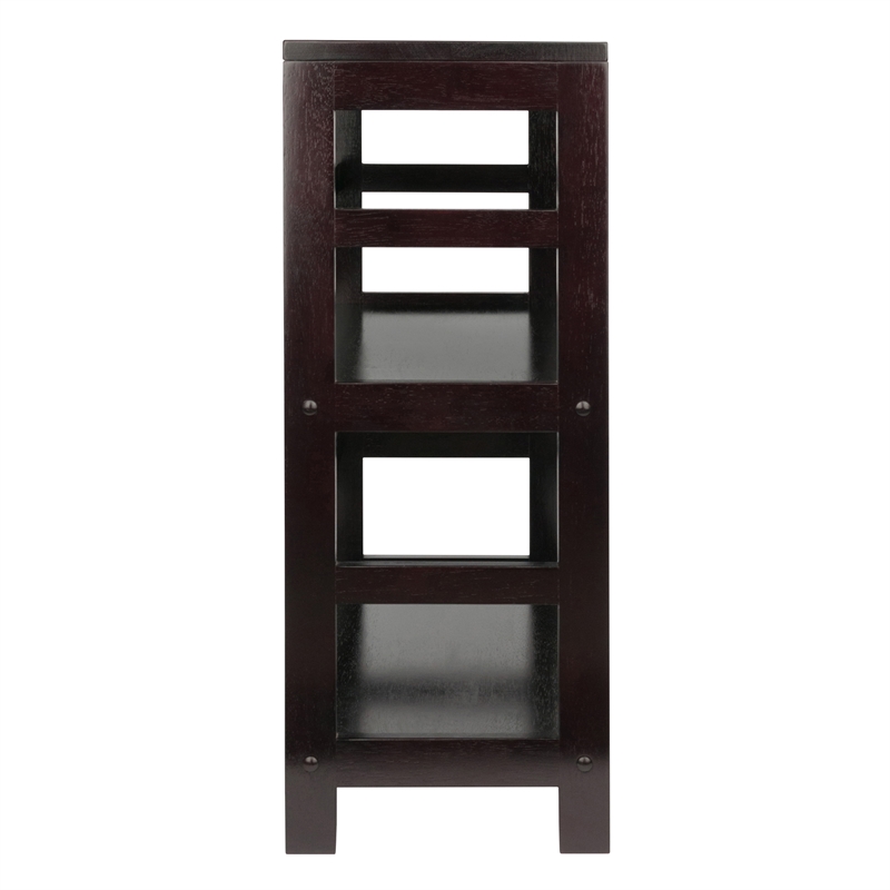 Winsome Torino 2 Shelf Solid Wood Basket Bookcase in Espresso and Black