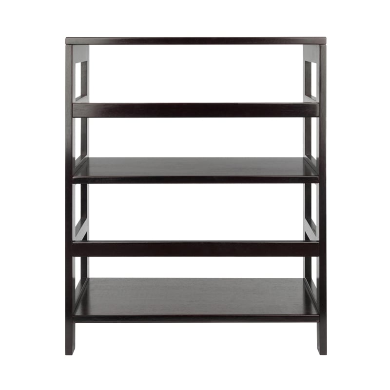 Winsome Torino 2 Shelf Solid Wood Basket Bookcase in Espresso and Black