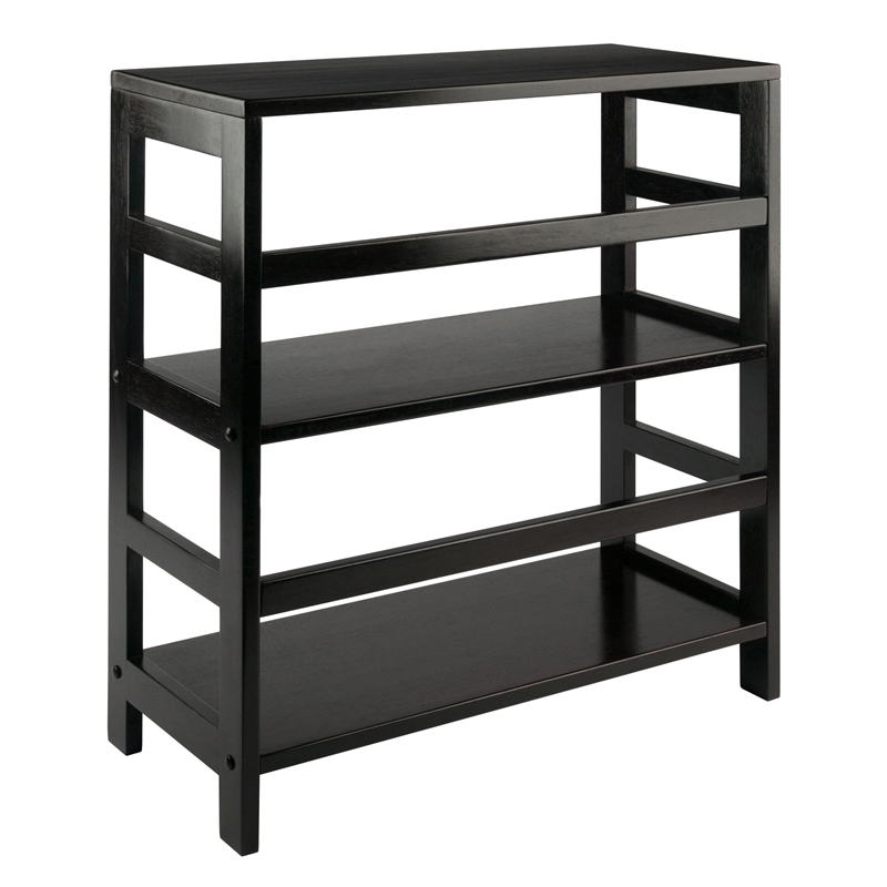 Winsome Torino 2 Shelf Solid Wood Basket Bookcase in Espresso and Black