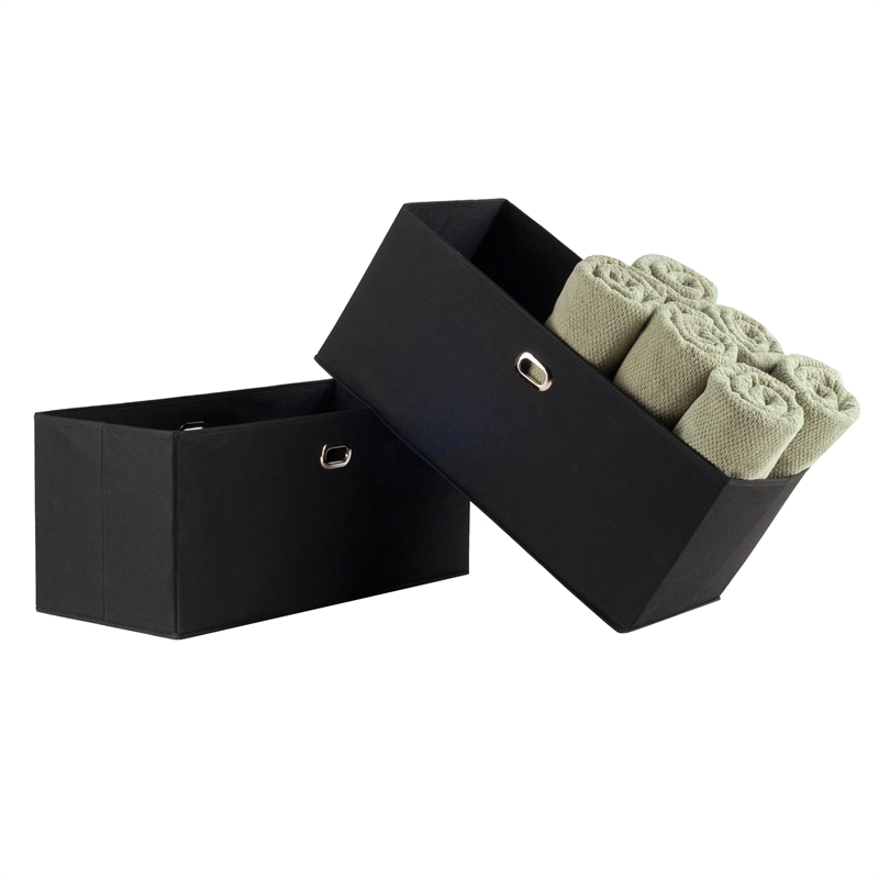 Winsome Torino 2 Shelf Solid Wood Basket Bookcase in Espresso and Black