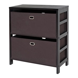 winsome torino solid wood basket bookcase in espresso and chocolate