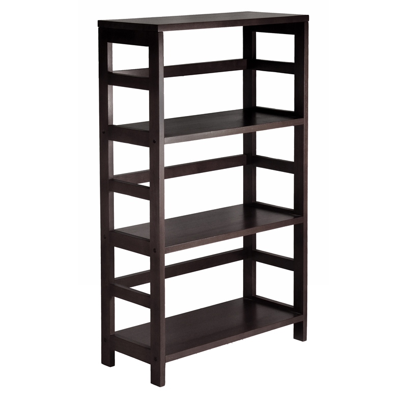 Winsome Torino 3 Shelf Solid Wood Basket Bookcase in Espresso and Chocolate