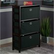 Winsome Torino 3 Shelf Solid Wood Basket Bookcase in Espresso and Black