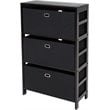Winsome Torino 3 Shelf Solid Wood Basket Bookcase in Espresso and Black