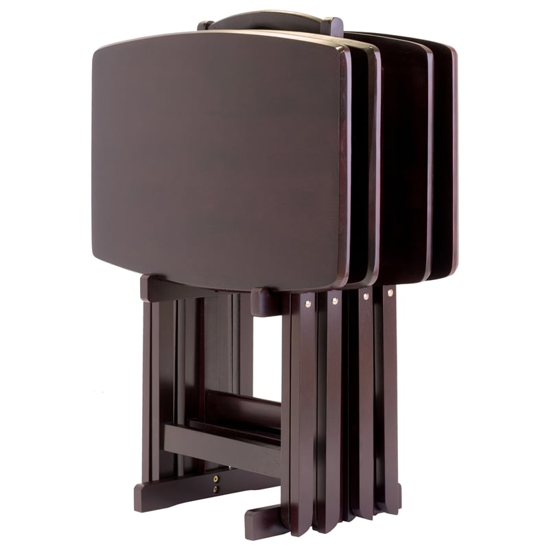 Winsome Dylan 5-Piece Oversized Solid Wood Snack Table Set in Espresso