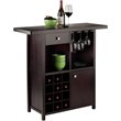 Winsome Macon Transitional Solid Wood Home Wine Bar in Espresso