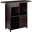 Winsome Macon Transitional Solid Wood Home Wine Bar in Espresso