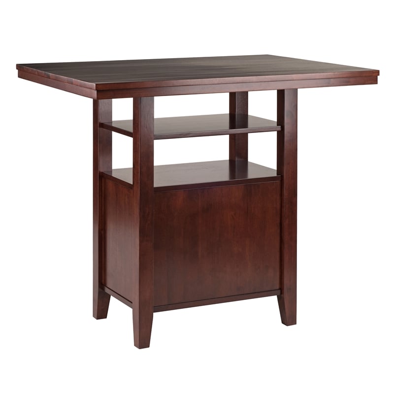 Winsome Albany Solid Wood Counter Height Dining Table in Walnut