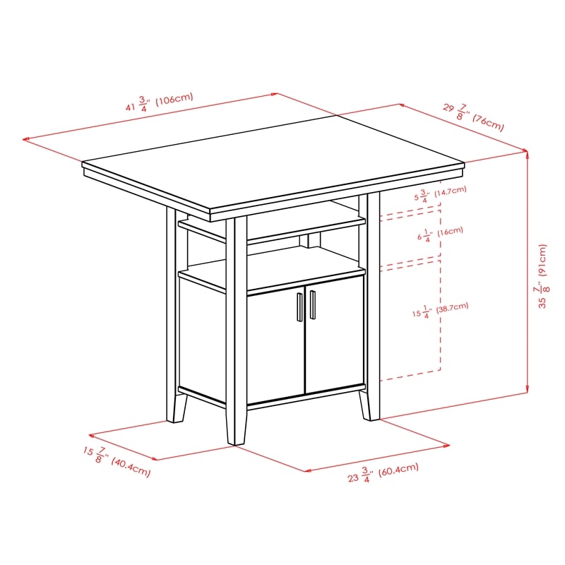 Winsome Albany Solid Wood Counter Height Dining Table in Walnut